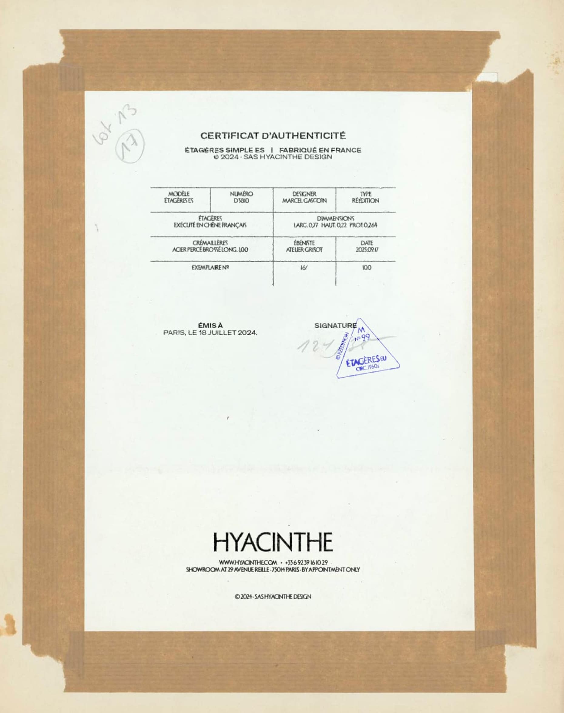 Hyacinthe Certificate