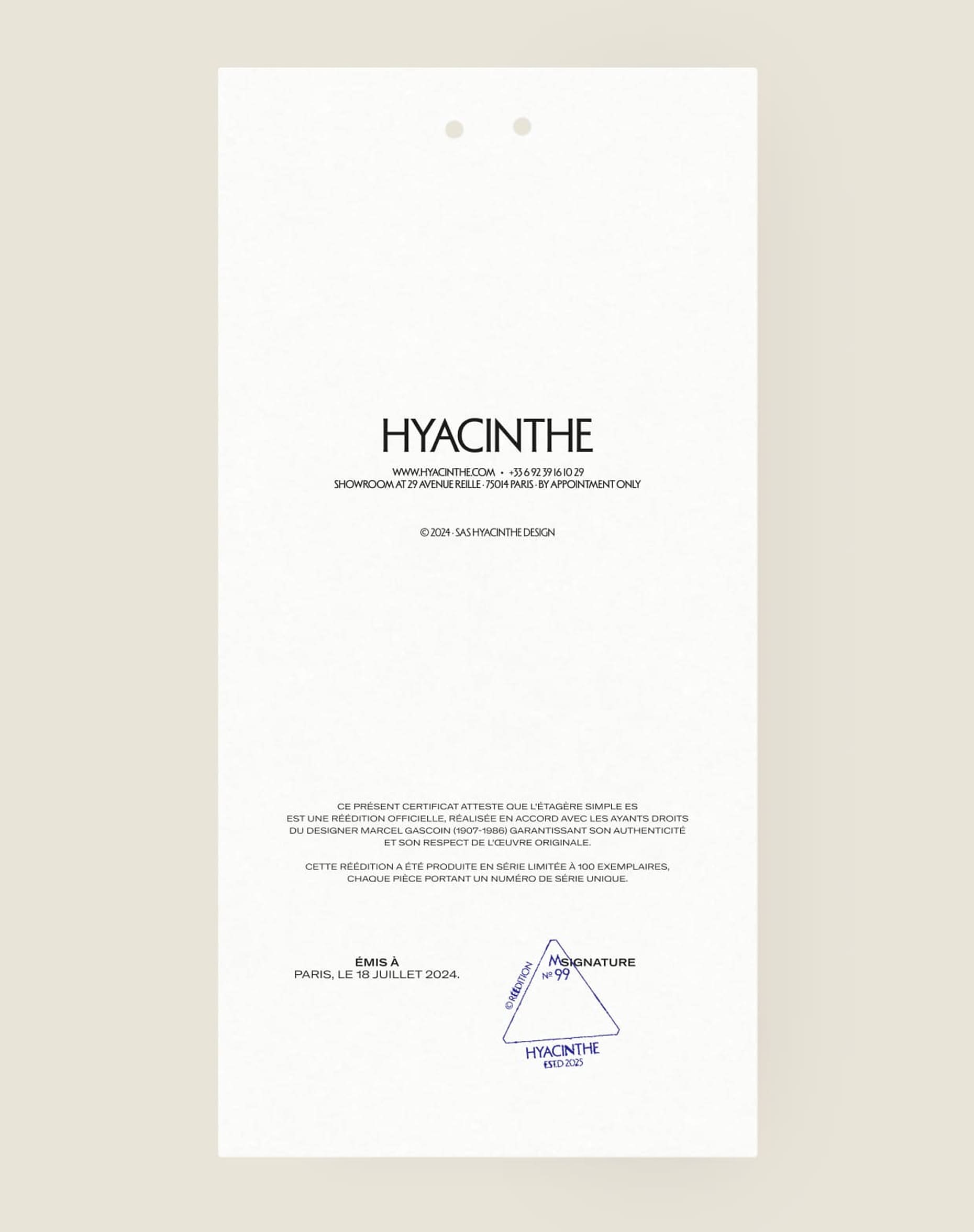 Hyacinthe Certificate